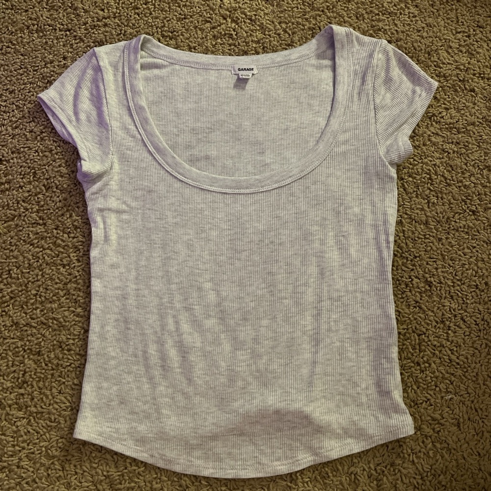 Garage Casual Gray Ribbed Top